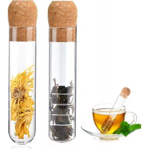 Lot De 2 Infuseurs &Agrave; Th&eacute; En Verre Avec Bouchon En Bois - Neuf