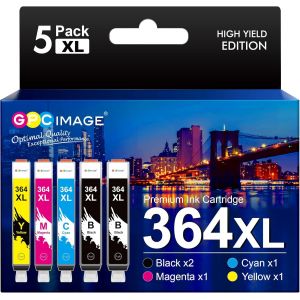 364XL Cartouches d'encre Compatibles pour HP 364 pour Photosmart 5520 5510 5520 5524 Deskjet 3520 Officejet 4622 4622 5510 5520 5524 6520(5-Pack) - Neuf