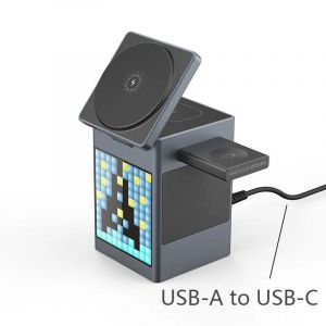 Haut-Parleur Bluetooth 3 En 1, Chargeur Sans Fil Pour Iphone 16 15 14 13 12, Station De Charge Rapide Pour Apple Watch 9 8 7 6 5 4 Avec Horloge-Espace Gris - Neuf