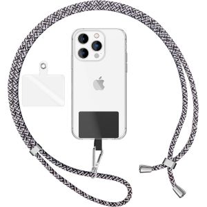 KAL-Lanière Universelle Coloré Pour Telephone Portable, Cordon Tour De Cou Pour Smartphone, Porte Clef Chaine Réglable Avec Crochet Métallique E Carte, Sangle Pour Épaule, Couleur:Noir Blanc Orca - Neuf