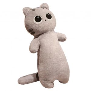 Chat De Dessin Animé Long Oreiller Jouets En Peluche Chat Noir Poupée Filles Sommeil Clip Jambes Long Oreiller Poupées De Chiffon-Gris - Neuf