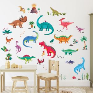 Eryi-Ds9-2115 16 Stickers Muraux Dinosaures Stickers Jurassiques Colorés Décoller Et Coller Amovibles Pour Enfants Pépinière Chambre Salon Art Décoration D'intérieur - Neuf