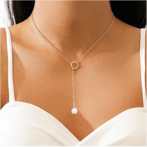 Kal-Collier Choker Boho Perle Y Lariat Collier Lasso Or Perle Y Collier Choker Long Collier Lariat Y Perle Collier Pendentif Perle Vintage Bijoux Pour Femmes Et Filles - Neuf