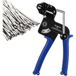 CHECARZHN--NO1-Kit De 200 Pistolets À Attaches Métalliques, Outil De Tension Et De Coupe Réglable Pour Pistolet À Attaches De Câble En Acier Inoxydable Avec 200 Attaches De Câble En Acier Inoxydable - Neuf
