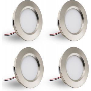 DYKUWEY Spot LED Encastrable,Spot led 12V Dimmable,3W spot encastrable extra Plat 14mm, IP44 spot salle de bain Trou 55mm,spots de plafond pour camping-car cuisine,Lot de 4 (Blanc,blanc Chaud 3000k) - Neuf