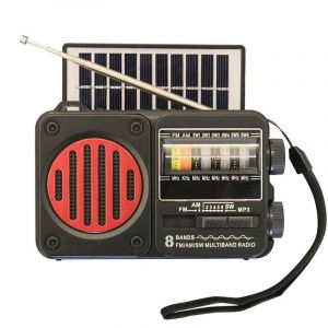 Radio d'urgence Portable solaire FM AM SW1-6 r&eacute;cepteur Radio haut-parleur Bluetooth avec lampe de poche carte TF cl&eacute; USB lecteur de musique MP3 Red - Neuf