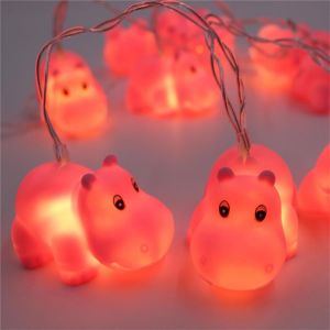 KAL-Guirlande Lumineuse À 10 Led De 1,5 M - Motif Animaux De Dessin Animé - Pour Chambre À Coucher - Fonctionne Avec Piles - Pour Chambre À Coucher, Anniversaire, Fête - Décoration (Hippopotame) - Neuf