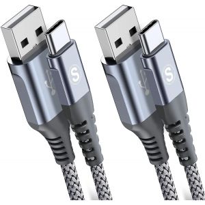 Thef-Lot De 2 Câbles 3m Usb C De Type C En Nylon Pour Samsung Galaxy S10 S9 S8 Plus, Note10, Note9, M31, M30s, M20, A20e, A71, A51, A50, A40, A10e, A7, Mi9, Mi8, Redmi Note8 Pro Lg G7. - Neuf