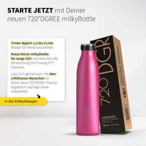 Gourde Acier Inoxydable Milkybottle - 350ml, Rose | Bouteille Isotherme D'eau | Rev&ecirc;tement Durable Parfaite Pour Enfants, Sport, L'ecole | Isol&eacute;e Qualit&eacute; Sup&eacute;rieure - Neuf
