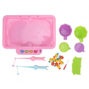 Ensemble de jouets de peche electriques avec 10 petits poissons, jouet educatif interactif pour enfants (rose) - Neuf