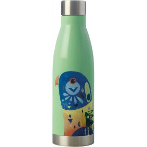 Bouteille Isotherme En Inox 18/10, Dessin Perroquet Loriquet, 500 Ml - Vert - Neuf