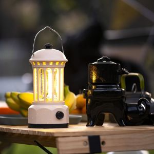Lanterne De Camping Led Beige, Lot De 2, Rétro, Alimentée Par Batterie, Étanche Ipx4, Luminosité Réglable, Pour Le Camping, La Pêche, Le Jardin, La Randonnée Et Les Pannes De Courant. - Neuf