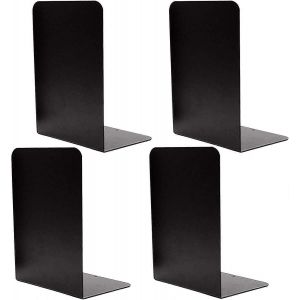 4 serre-livres en métal décoratif noir robuste,support de fin de livre en métal avec caoutchouc antidérapant - Neuf