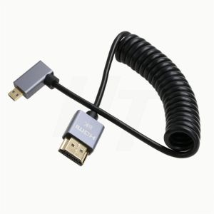 ERYI-Câble Spiralé Micro Hdmi Vers Hdmi À Angle Droit 4K 8K Pour Sony A6400 A7R Canon R5 R7 Gh4 S5 Z50 Caméra Atomos Ninja V Portkeys Moniteur Type A D Hdmi 2.1 - Neuf