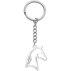 Kal-Porte-Cl&eacute;s D&eacute;licat En Forme De T&ecirc;te De Cheval Pendentif Animal Cheval Bijou Minimaliste En Acier Inoxydable Pour Amoureux Des Chevaux Femmes Et Hommes - Neuf
