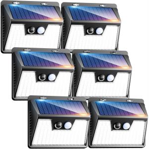 Dgbcz-Lampe Solaire Extérieur, [Lot De 6] Lumière Solaire Exterieur, Ip65 Étanche 3 Modes Éclairage Extérieur Solaire, Lampe Solaire Avec Détecteur De Mouvement Pour Jardin Garage Carport - Neuf