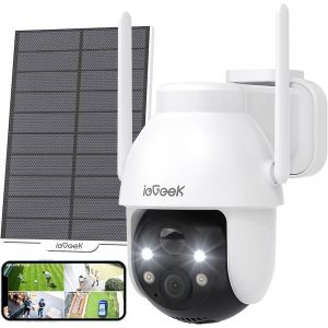 SUBZONAL-2K Camera Surveillance WiFi Exterieure sans Fil Solaire - 360° PTZ Camera Exterieur sans Fil Batterie Vision Nocturne Couleur, Détection Humaine PIR - Neuf