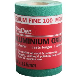 Rouleau de 5 m de papier abrasif verte, oxyde d'aluminium, grain 100 moyen-fin pour poncer bois, peinture, joints, m&eacute;tal et plus, papier abrasif compatible avec les ponceuses &eacute;lectriques - Neuf