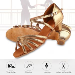 Chaussures De Danse Latine Dorées Pour Filles - Chaussures De Mode Douces Et Confortables (Taille 35) - Neuf