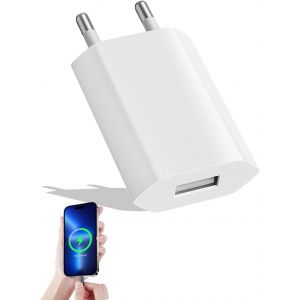 Kal-Chargeur Usb, 5v 1a Prise Usb, Prise Chargeur, Adaptateur Universel Pour I-Phone, Tablette, Sam-Sung, Smartwatch Et Plus - Électrique Adaptateur Pratique Et Sécurisée (1pcs) - Neuf