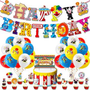 Lot De 43 Décorations De Fête D'Anniversaire De Cirque Avec Ballons De Cirque,Bannières,Décorations De Gâteaux Pour Enfants Sous Le Grand Sommet - Neuf