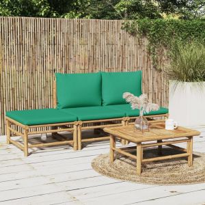 Prolenta Premium - Salon De Jardin 4 Pcs Avec Coussins Vert Bambou - Neuf