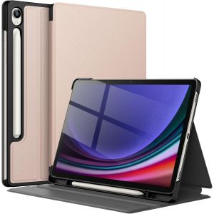ERYI-Coque Pour Samsung Galaxy Tab S9 11 Pouces Avec S Pen Porte-Stylet, Fine Folio Protecteur Tablette Housse &Eacute;tui, Multi-Angle Affichage (Or Rose) - Neuf