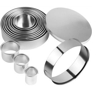 Lot De 12 Mini Emporte-Pièces Ronds En Acier Inoxydable, Pour Pâtisserie, Beignets, Gâteaux, Diy - Neuf