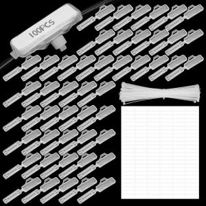 Checarzhn--No1-Lot De 100 Étiquettes De Câble Avec Étiquettes De Câbles Et Serre-Câbles, Marquage De Câbles, Étiquettes Pour Le Marquage Des Câbles - Neuf