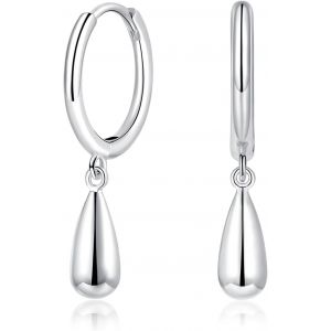 Kal-Boucles D'oreilles Créoles En Argent Sterling 925 Avec Pendentif, Hypoallergéniques Et Légères, Boucles D'oreilles Pendantes En Argent, Bijoux Cadeau Pour Femme, Fille, Petite Amie, Maman - Neuf