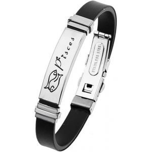 Kal-Homme Le Signe Bracelet Acier Inoxydable Argenté Noir Silicone Bracelet De Sport 12 Constellations Signes De Zodiaque Gourmette Manchette Wrap Bracelet Femme - Neuf
