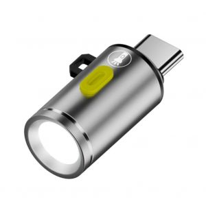 HUTP-Lampe de poche porte-cl&eacute;s LED d'ext&eacute;rieur,aliment&eacute;e par C,haute luminosit&eacute;,lampes de poche portables pour Camping,randonn&eacute;e,urgences-Silver - Neuf