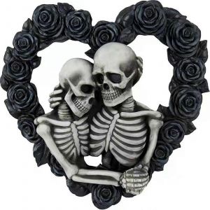 Plaque De Porte D&eacute;corative Repr&eacute;sentant Un Couple De Squelettes, Num&eacute;ro De Maison, Anneau De Rose Noire, D&eacute;coration D'halloween. - Neuf