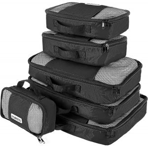 Cubes De Voyage, Ensemble De 6 Organ Urs De Bagages, Cubes De Voyage Comprimables, Id&eacute;al Pour Les Val S, Les Voyages En Avion, Le Rangement De V&ecirc;tements Et De Linge - Noir - Neuf