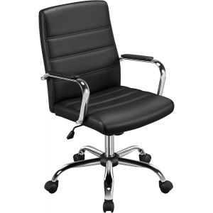 SUBZONAL-Fauteuil de Bureau Similicuir Chaise de Bureau Erconomique Hauteur R&eacute;glable Inclinable avec Dossier Rembourr&eacute; Noir - Neuf