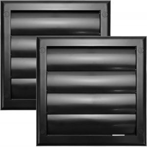 Lot de 2 couvercles d'aération de 10,2 cm (19,1 x 19,1 cm) - Noir - Hotte d'aération de sèche-linge - Couvercle de conduit de sèche-linge à persiennes - Capuchon de capot - Grille - Neuf