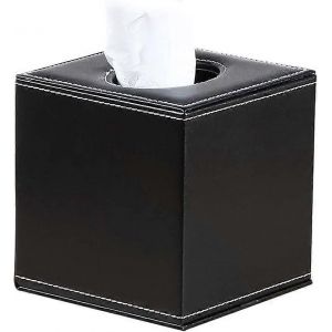 Couverture de boîte de mouchoirs en cuir noir carré porte-serviette pompant étui en papier distributeur,facial élégant - Neuf