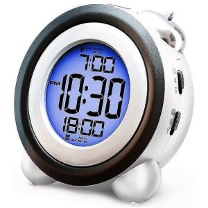 Réveil numérique,affichage de l'heure et de la date,double cloche très forte pour les gros dormeurs,double alarme,rétroéclairage bleu pour les adolescents - Neuf