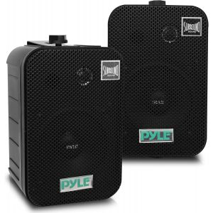 VornixorSarlshop-Paire d&iquest;Enceintes Ext&eacute;rieur 13,3 cm &Eacute;tanches Noir &iquest; Haut-Parleurs Muraux ou Plafond R&eacute;sistants aux Intemp&eacute;ries avec Support Universel pour Terrasse, Piscine et Int&eacute;rieur - Neuf