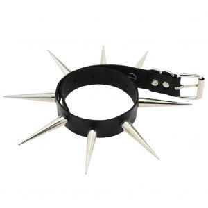 Collier A Clous En Pu Style Punk Exagere, Chaine De Clavicule Elegante Pour Boite De Nuit (Noir) - Neuf