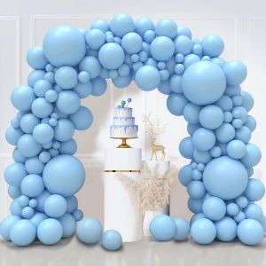 KALANKA-Ballon Bleu Pastel, 130 Pièces Kit Arche Ballon Bleus Clair, 18 12 10 5 pouce Guirlande Ballons de Baudruche, Latex Helium Gonflable pour Ballons Anniversaire Mariage Bapteme Décorations - Neuf