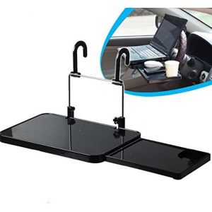 Support D'ordinateur De Voiture Pliable Avec Tiroir Pour Volant, Appui-T&ecirc;te Pour Si&egrave;ge Arri&egrave;re De Voiture, Noir - Neuf