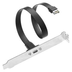KAL-Câble D'Extension Usb 3.1 Type-C Pour Panneau Avant Avec Vis De Montage Sur Panneau 10 Gbps Type-E 20 Broches Mâle Vers Usb-C Femelle Câble Adaptateur Avec Support Pleine Hauteur (1 Port) - Neuf