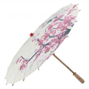 22 "" Grasse Papier Parapluie, En Bois Faits À La Main Chinois, L'Art Classique Parapluie Prune Fleur Élégante Stade Parapluie De Mariage De Cosplay Photo De Performance - Neuf