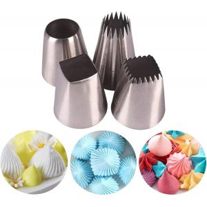 Jexnovashop-Lot De 4 Grandes Douilles Professionnelles - Grandes Douilles Xxl - Pour D&eacute;corer Des G&acirc;teaux, Cupcakes, Churros, Beignets - Neuf