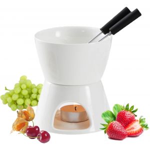 Subzonal-Ensemble De Fondue Au Chocolat Au Fromage En C&eacute;ramique,Mini Fondue Chocolat, Ensemble De Fondue Non &Eacute;lectrique Chauffant, Avec Deux Fourchettes &Agrave; Fondue Et Une Bougie, Pour Les Repas En Fami - Neuf