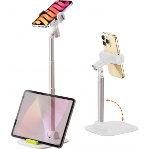 Kalanka-Support Telephone Bureau, Hauteur Et Angle Réglables Porte Telephone, Support De Téléphone Pliable Bureau Pour Iphone 15,14,13,12,11,Pro, Smartphone,Tablette, Blanc - Neuf