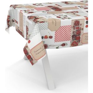 SJZG-Nappe En Toile Cir&eacute;e Lavable, Pour Table De Jardin, Ronde, Ovale Ou Rectangulaire, 180 X 120 Cm, Bord Coup&eacute;, Motif Fraises - Neuf