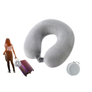 Oreiller de voyage en mousse &agrave; m&eacute;moire de forme en forme de U pour la nuque, id&eacute;al pour les voyages en avion et en voiture - Gris - Neuf