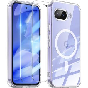 5 In 1 Coque Pour Iphone 13 Aimantée Avec 2 Verres Trempés Et 2 Caméra Protecteur, Compatible Magsafe Dos Anti Rayures Coque Magnétique Antichoc Tpu Bumper 6,1¿¿ Case (Transparent) - Neuf